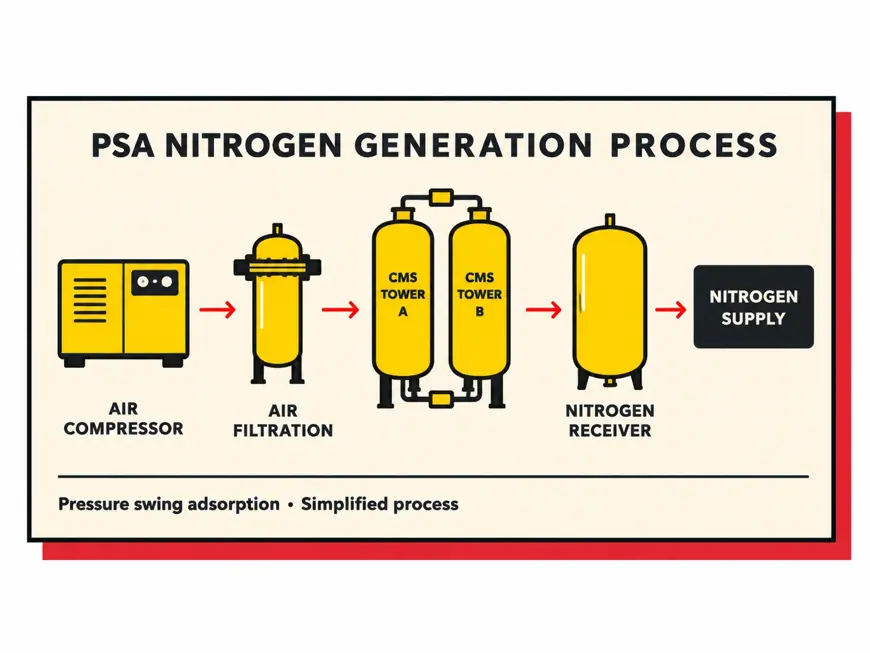 PSA Nitrogen Generators: Process, Output & Selection — technical illustration
