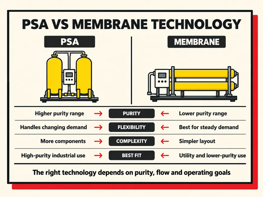 PSA vs. Membrane Nitrogen Generators: Engineering Comparison — technical illustration